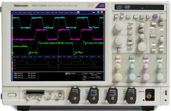 Gebruikte Tektronix MSO72004C Oscilloscoop 20GHz 4 Kanaals 100 GS/s